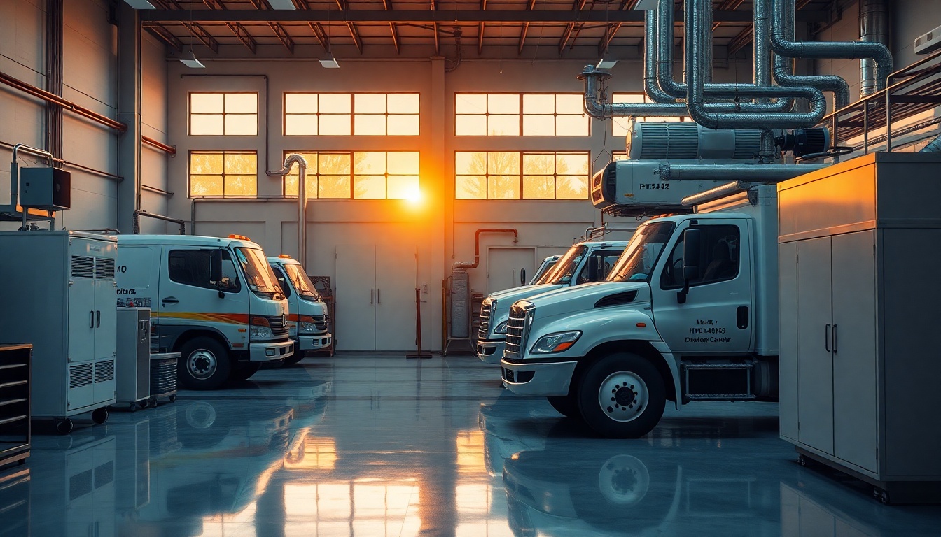 HVAC service workspace in Missouri at golden hour