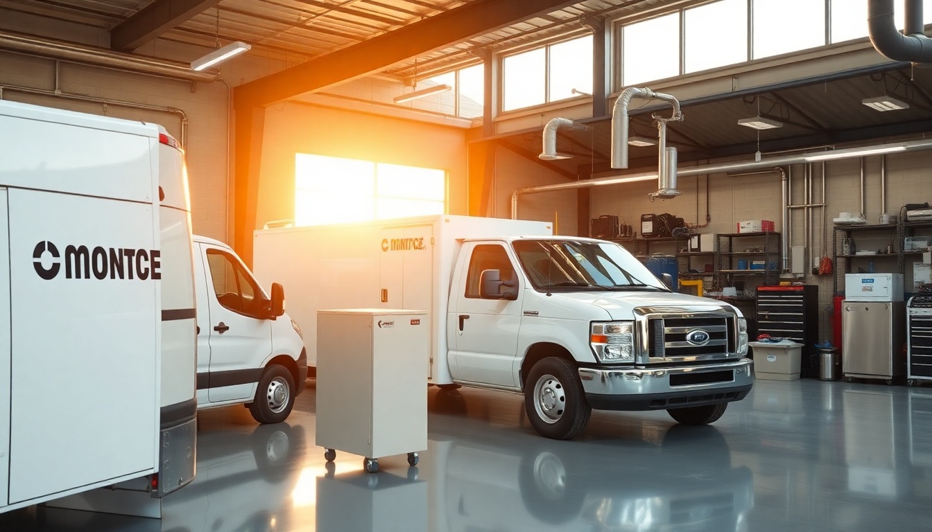 HVAC service workspace in Montana at golden hour