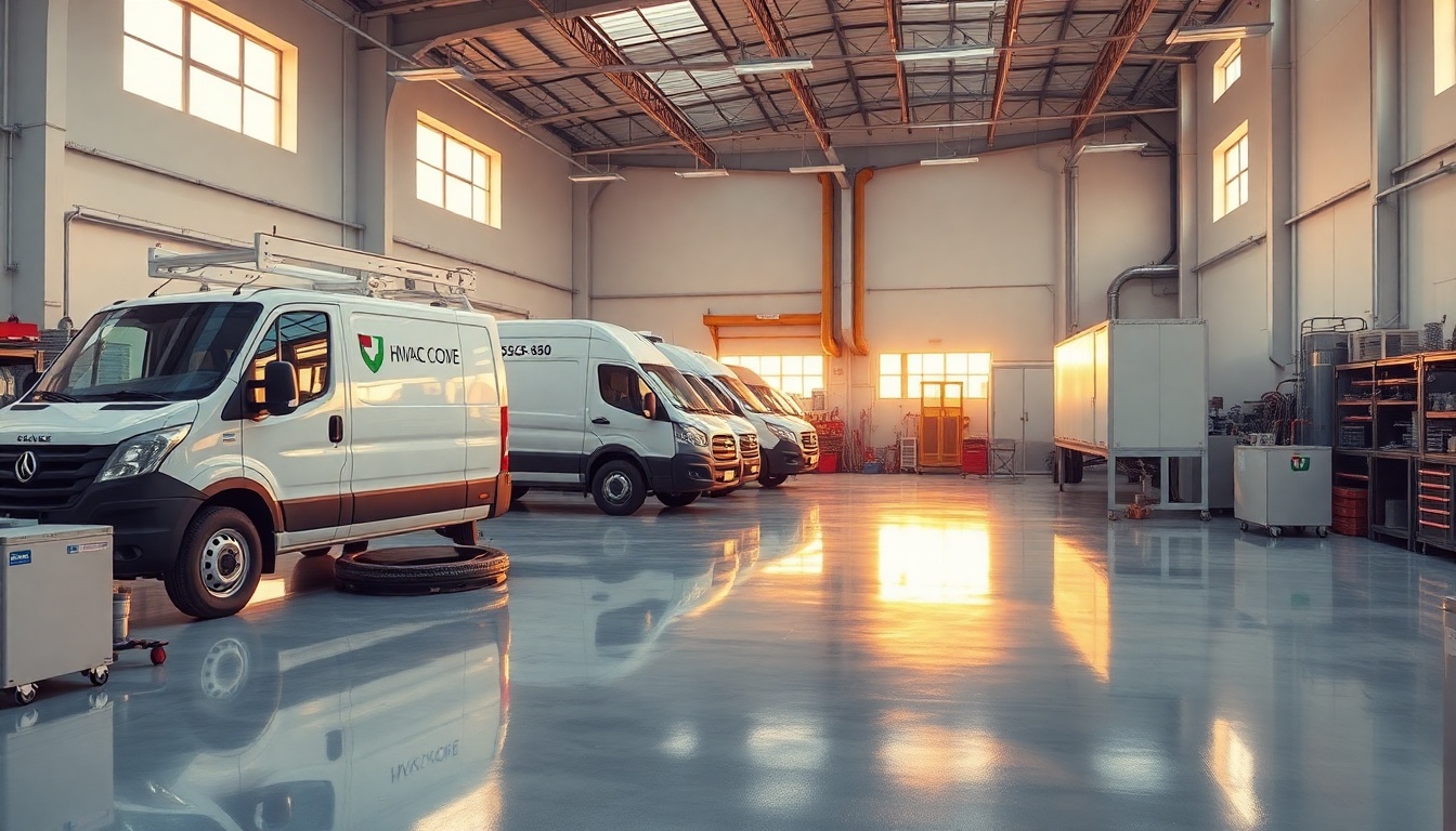 HVAC service workspace in Nebraska at golden hour