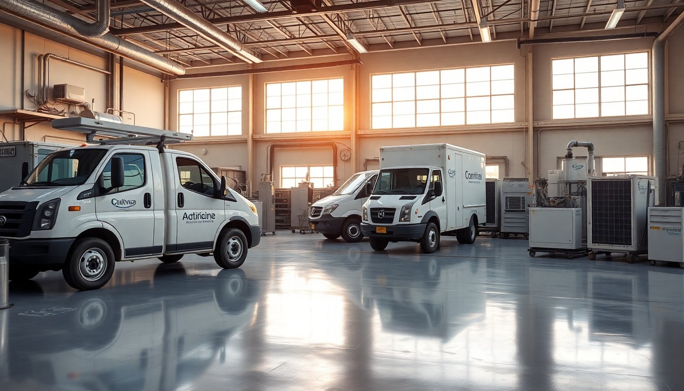 HVAC service workspace in New Mexico at golden hour