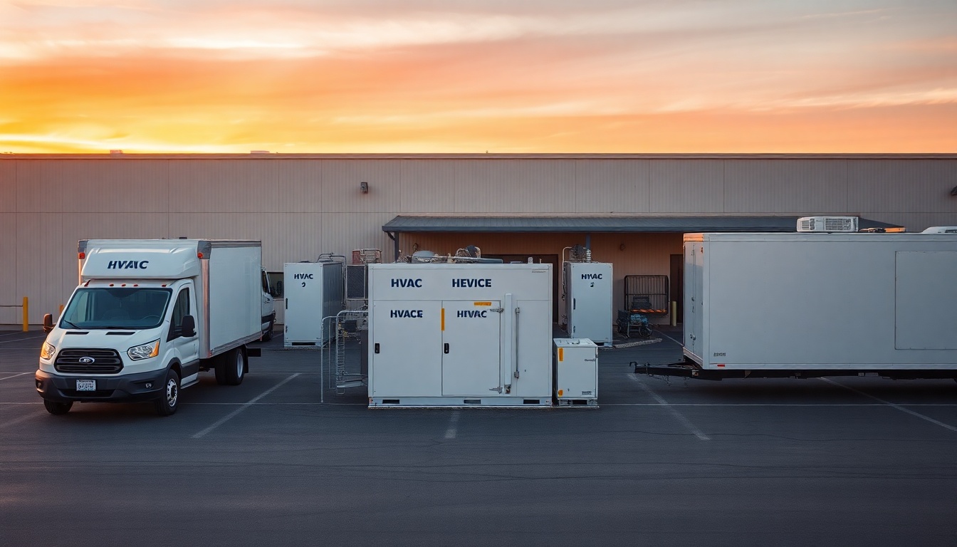HVAC service operation in New Mexico at golden hour