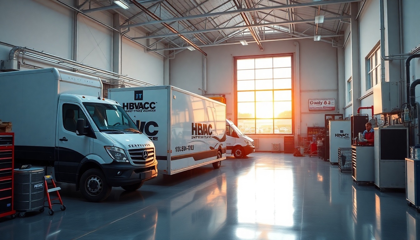 HVAC service workspace in North Dakota at golden hour