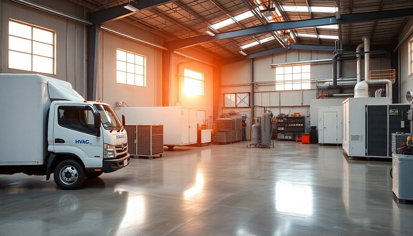 HVAC service workspace in Oklahoma at golden hour