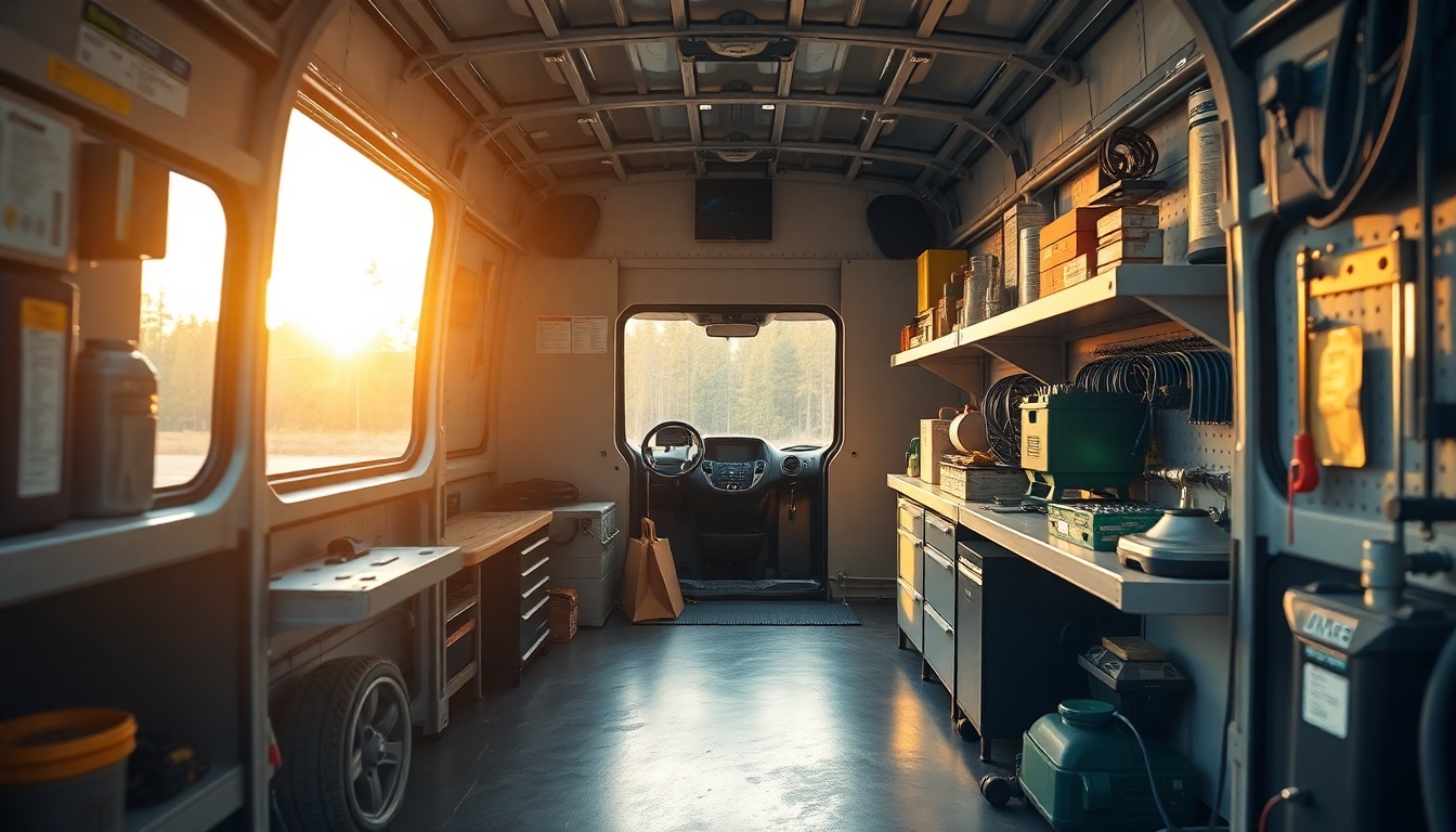 Pacific Northwest HVAC service workspace at golden hour