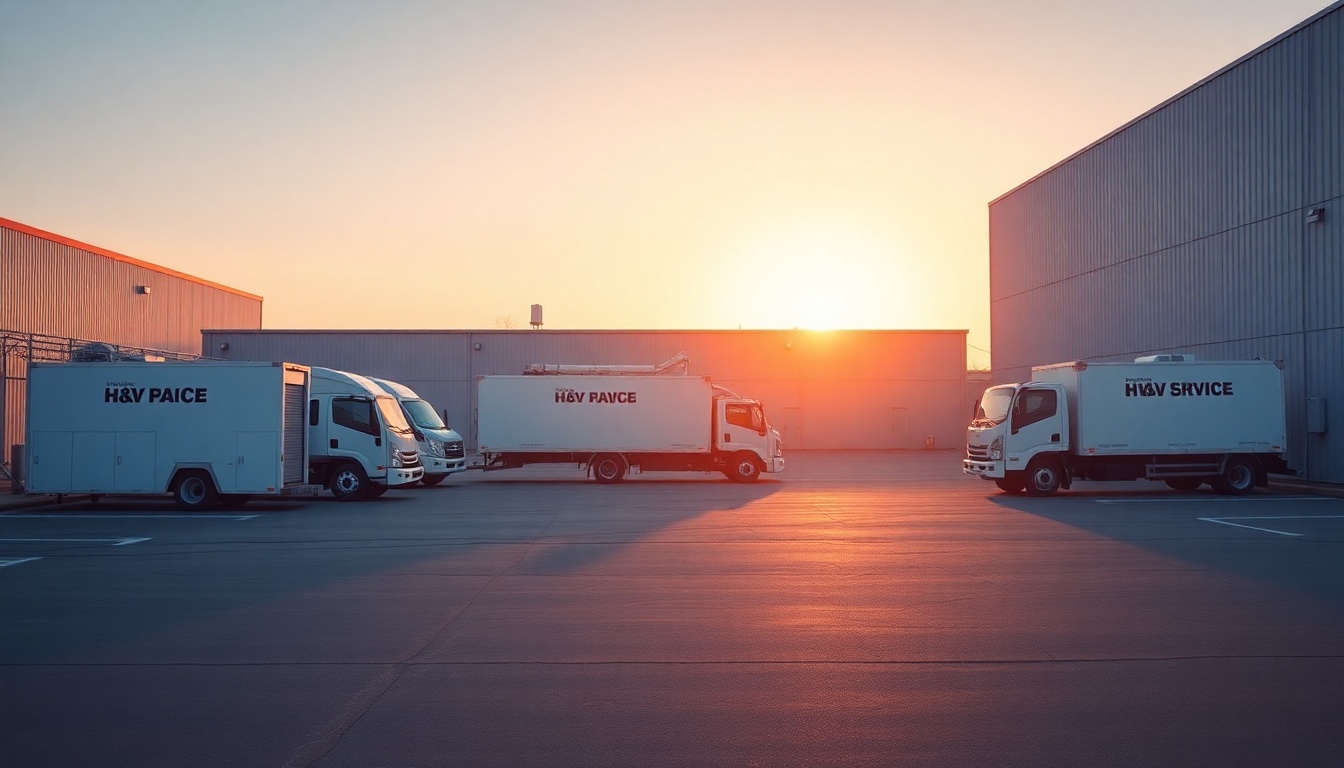HVAC service operation in Rhode Island at golden hour
