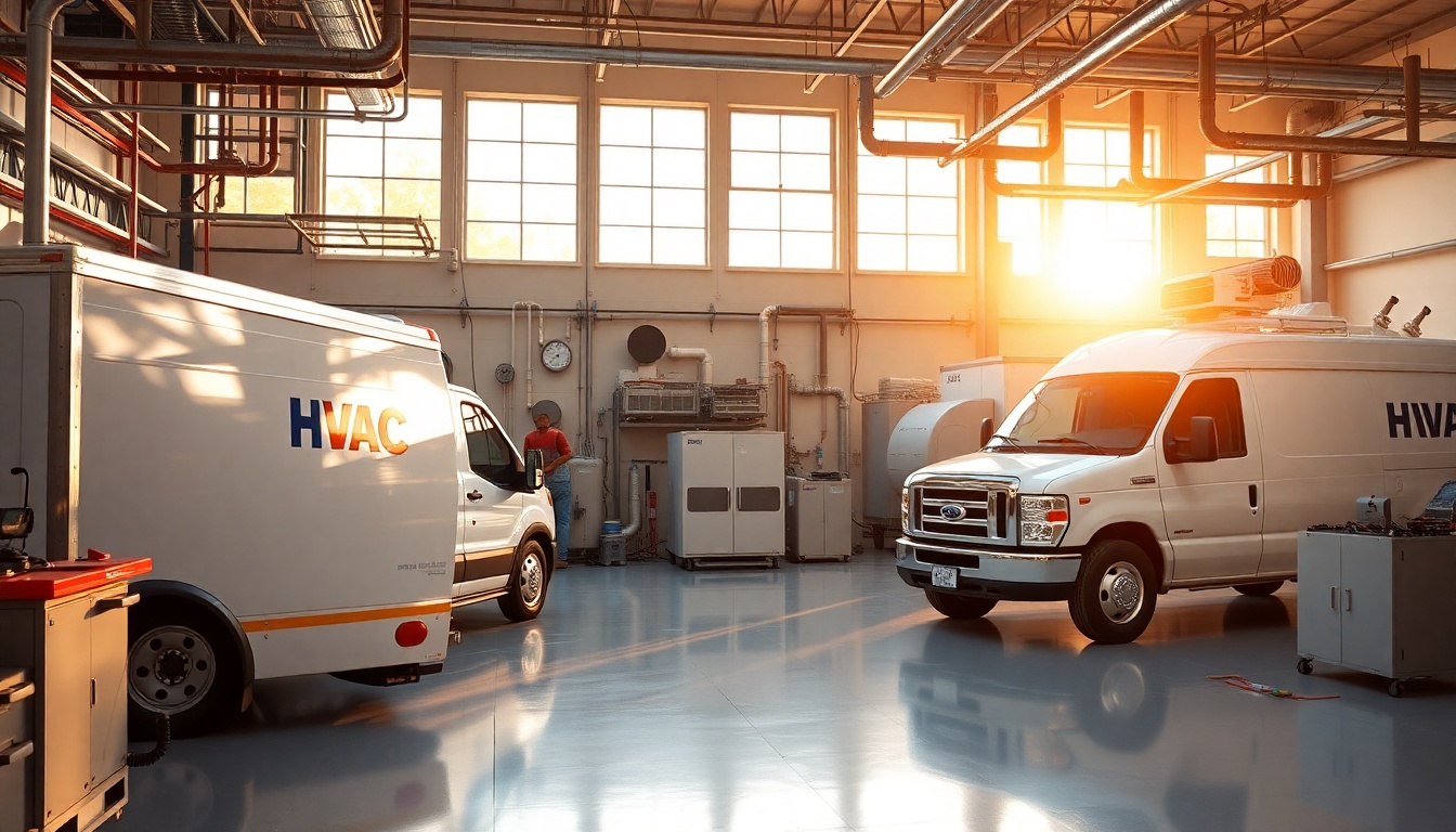HVAC service workspace in South Carolina at golden hour