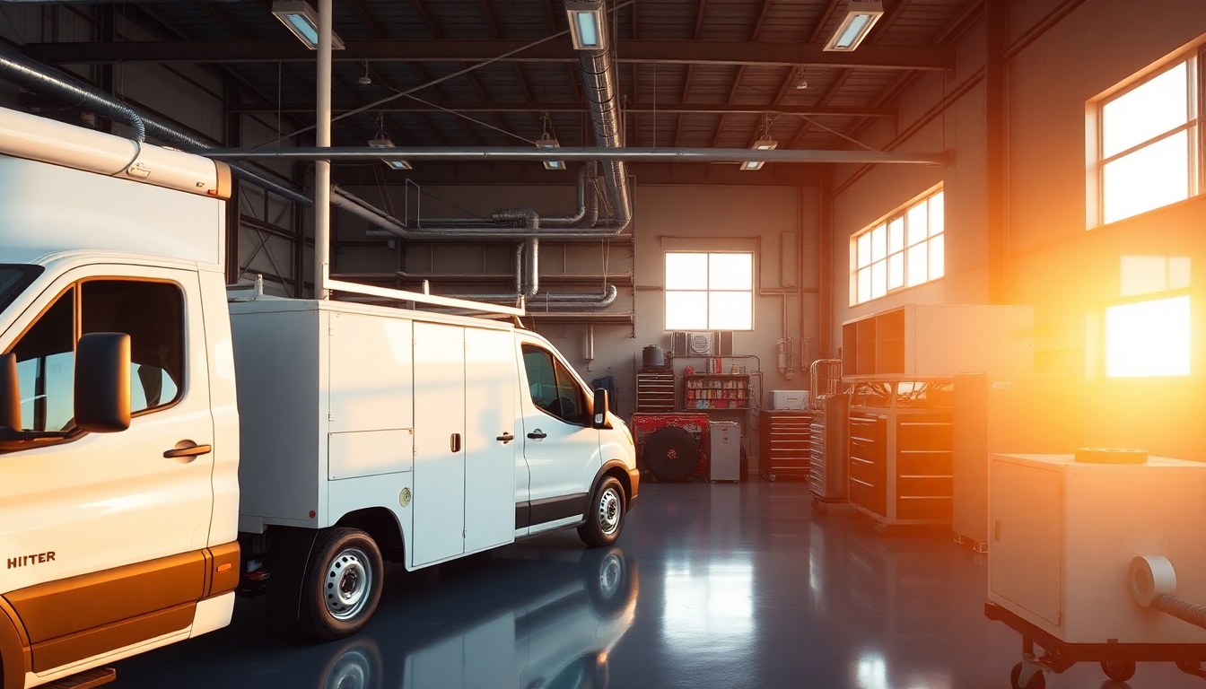 HVAC service workspace in South Dakota at golden hour