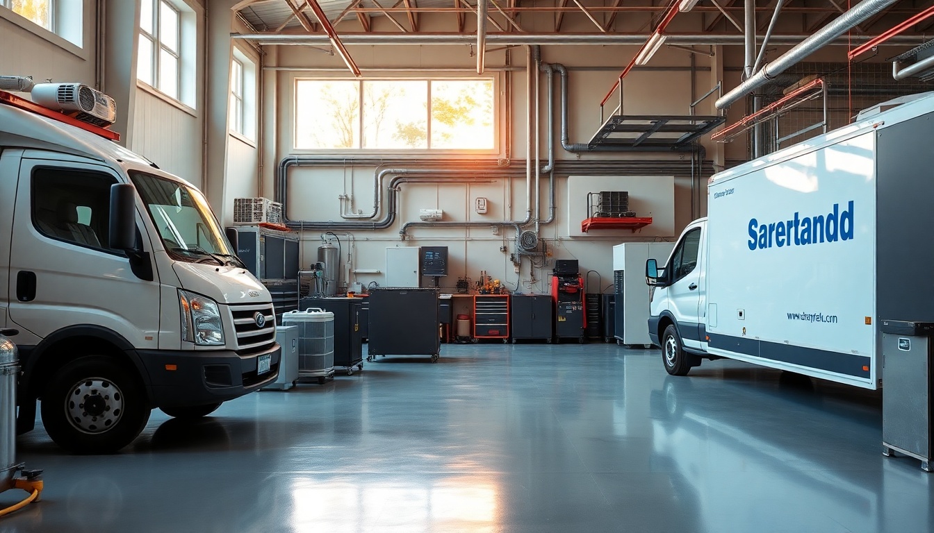 HVAC service workspace in Vermont at golden hour