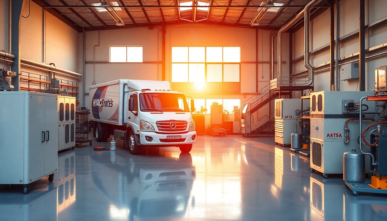 HVAC service workspace in West Virginia at golden hour