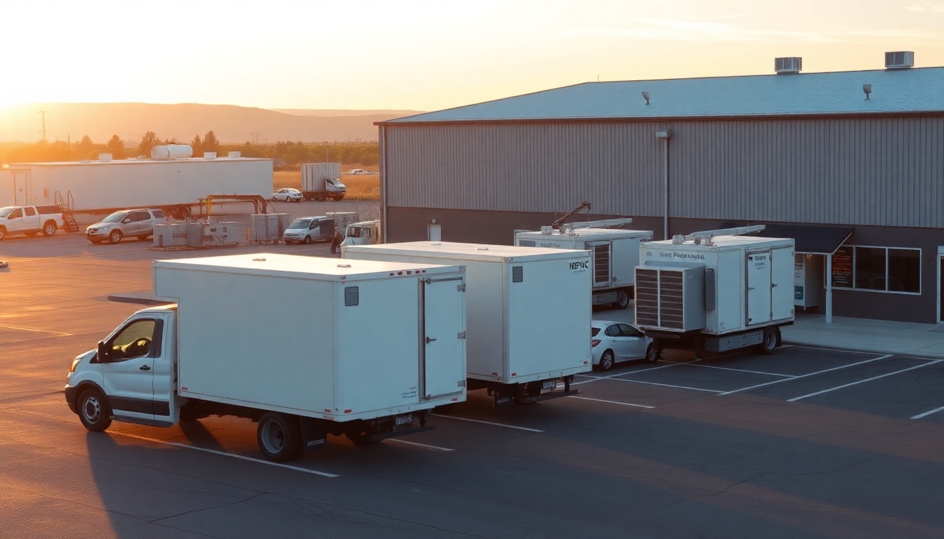 HVAC service operation in Wyoming at golden hour