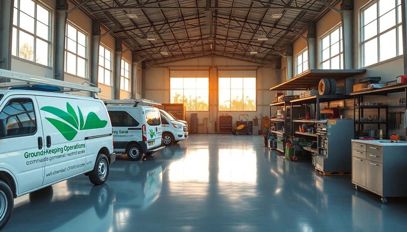 Landscaping service workspace in Alabama at golden hour