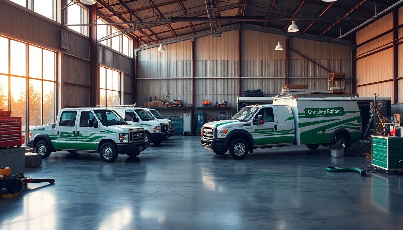Landscaping service workspace in Alaska at golden hour