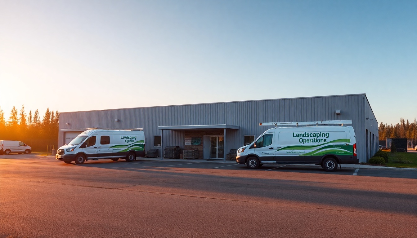 Landscaping service operation in Alaska at golden hour