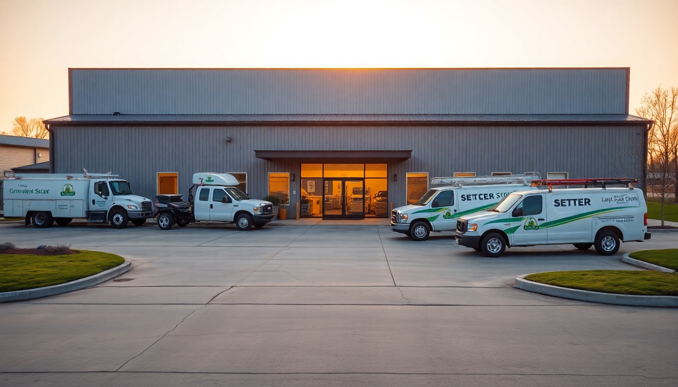 Landscaping service operation in Arkansas at golden hour