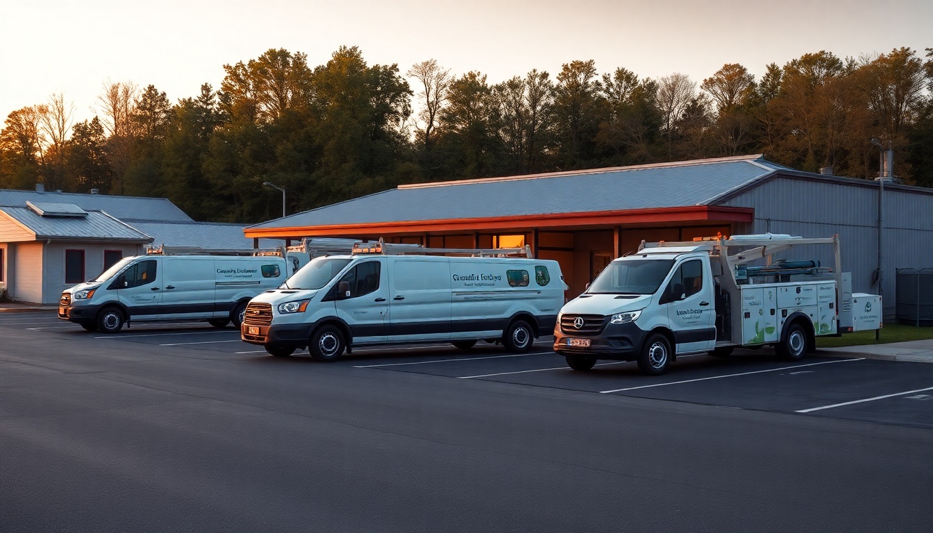 Landscaping service operation in Connecticut at golden hour