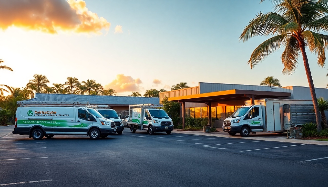 Landscaping service operation in Hawaii at golden hour