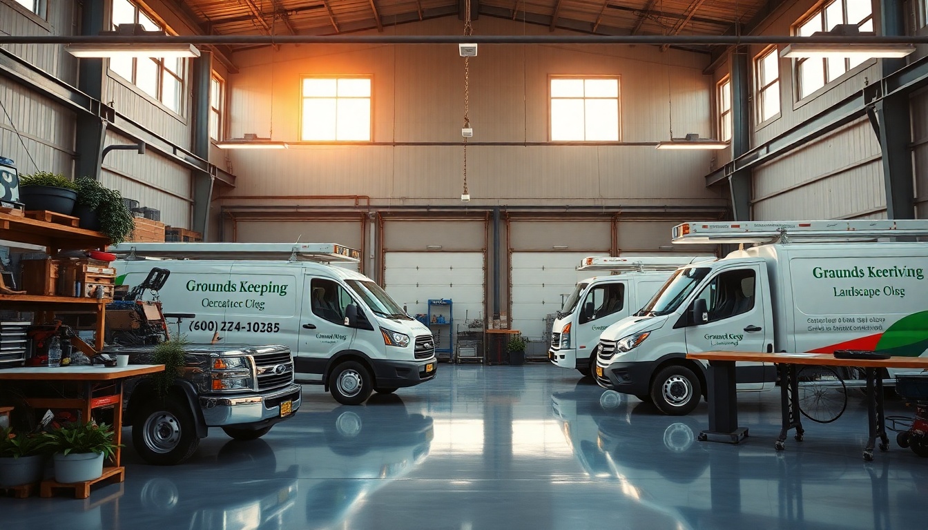 Landscaping service workspace in Idaho at golden hour