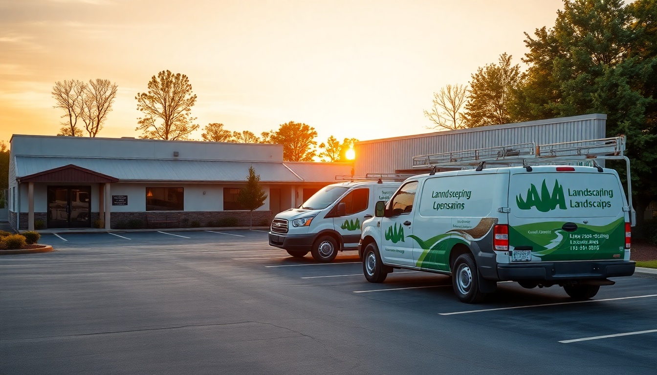 Landscaping service operation in Indiana at golden hour