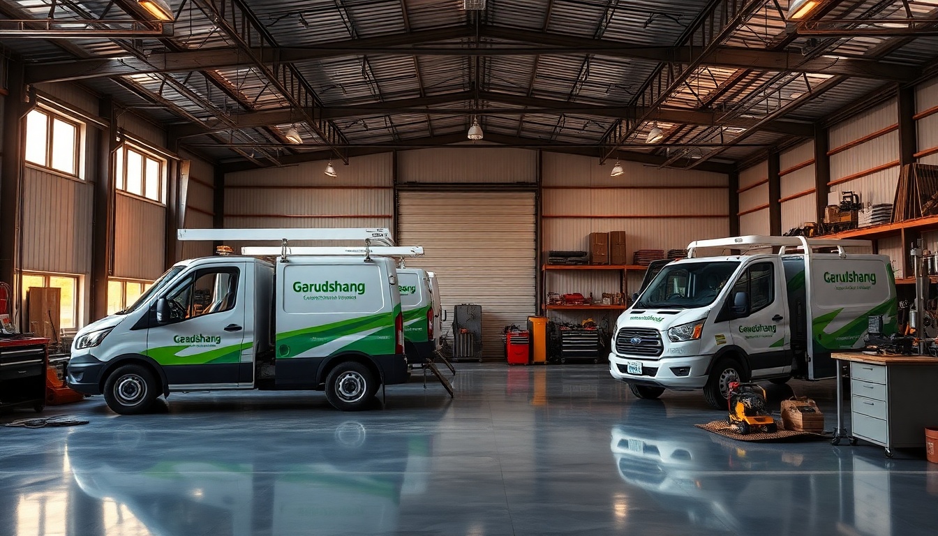 Landscaping service workspace in Iowa at golden hour