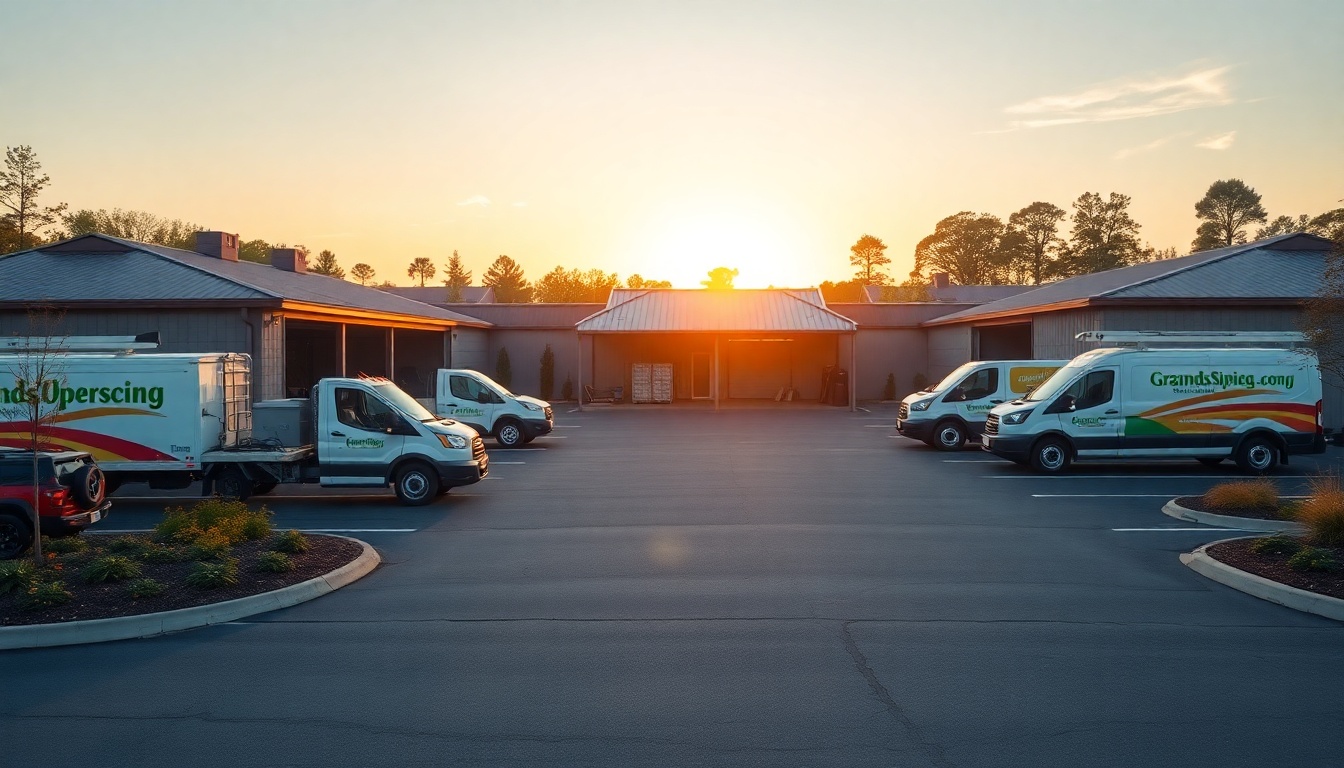 Landscaping service operation in Kentucky at golden hour