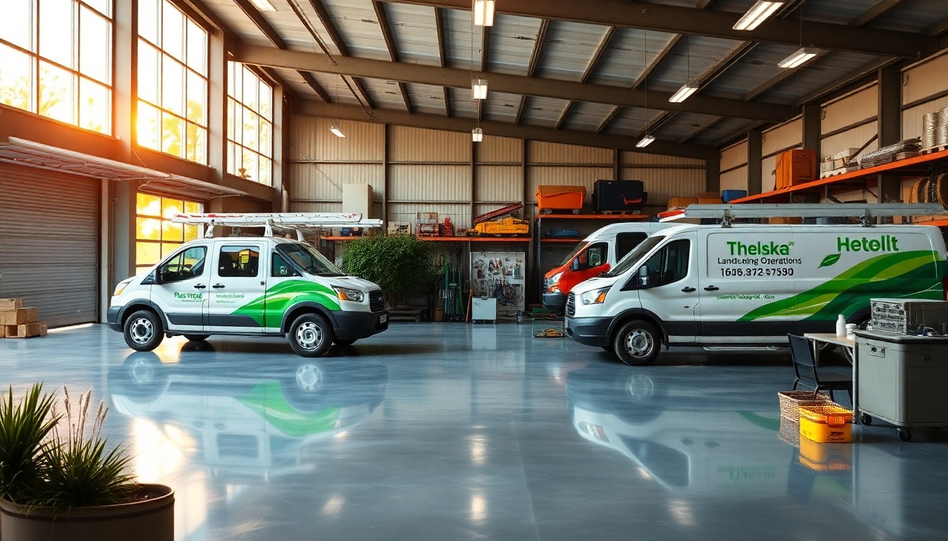 Landscaping service workspace in Louisiana at golden hour