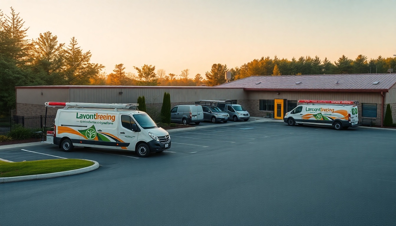 Landscaping service operation in Maine at golden hour
