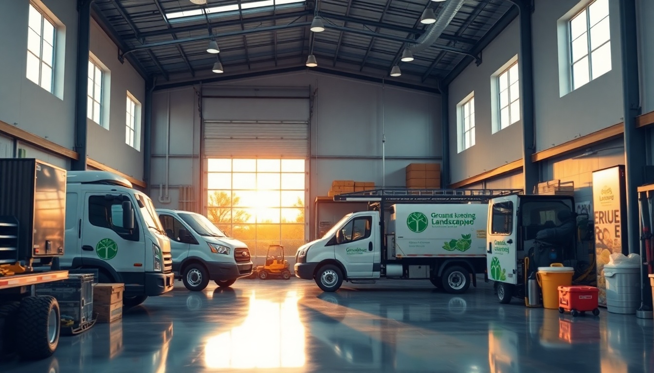 Landscaping service workspace in Minnesota at golden hour