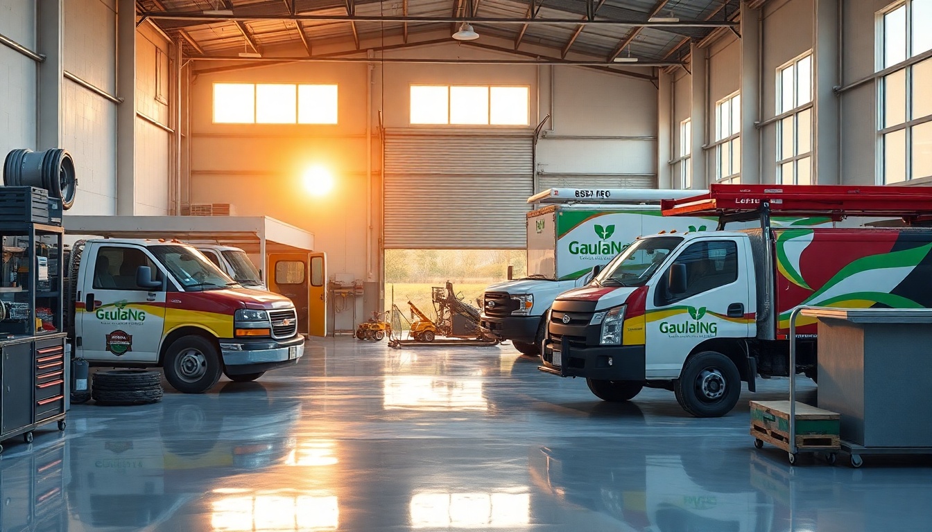 Landscaping service workspace in Mississippi at golden hour