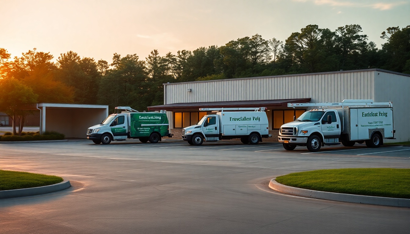 Landscaping service operation in Mississippi at golden hour