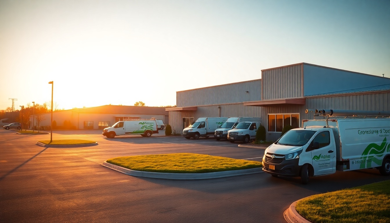 Landscaping service operation in Missouri at golden hour