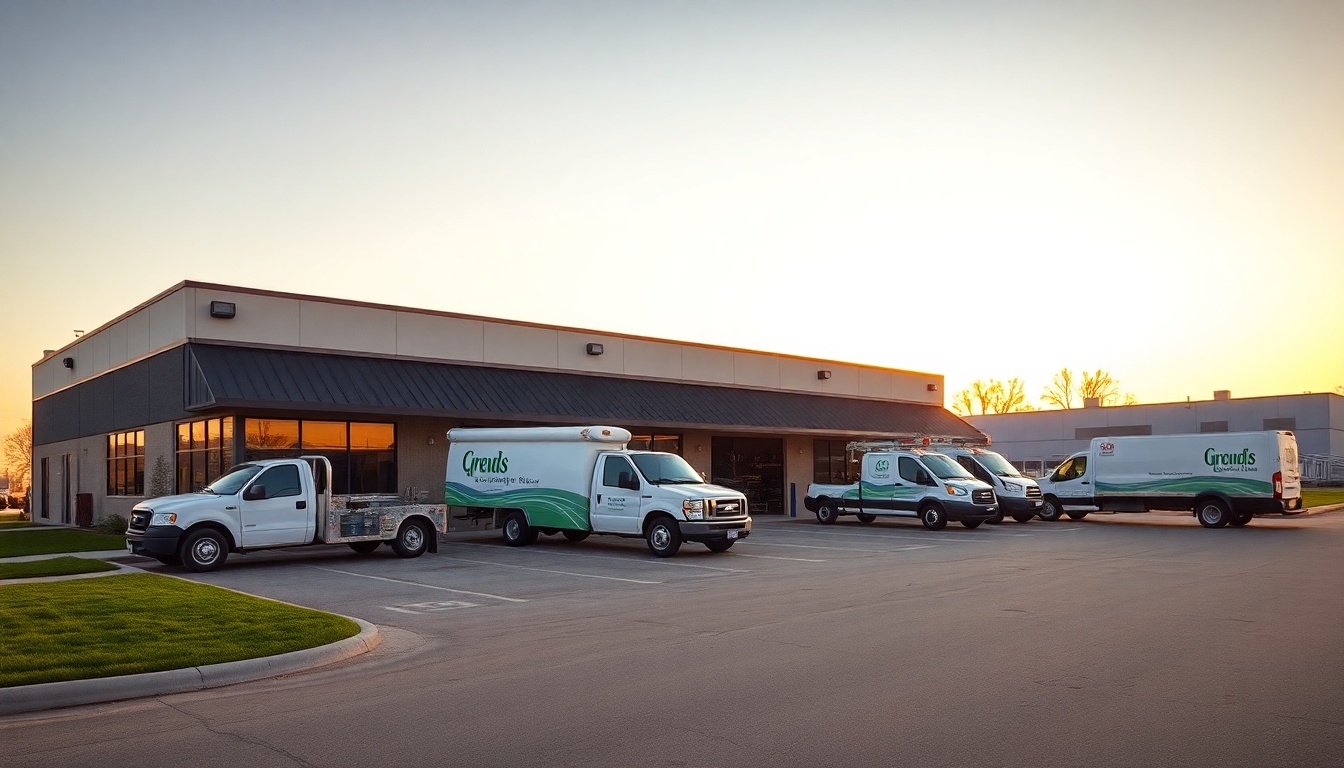 Landscaping service operation in Nebraska at golden hour