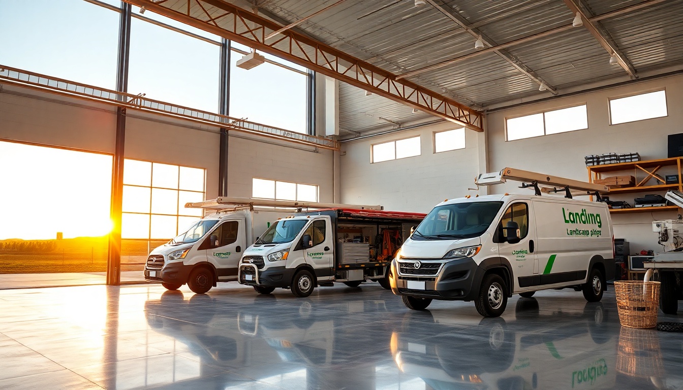 Landscaping service workspace in New Mexico at golden hour