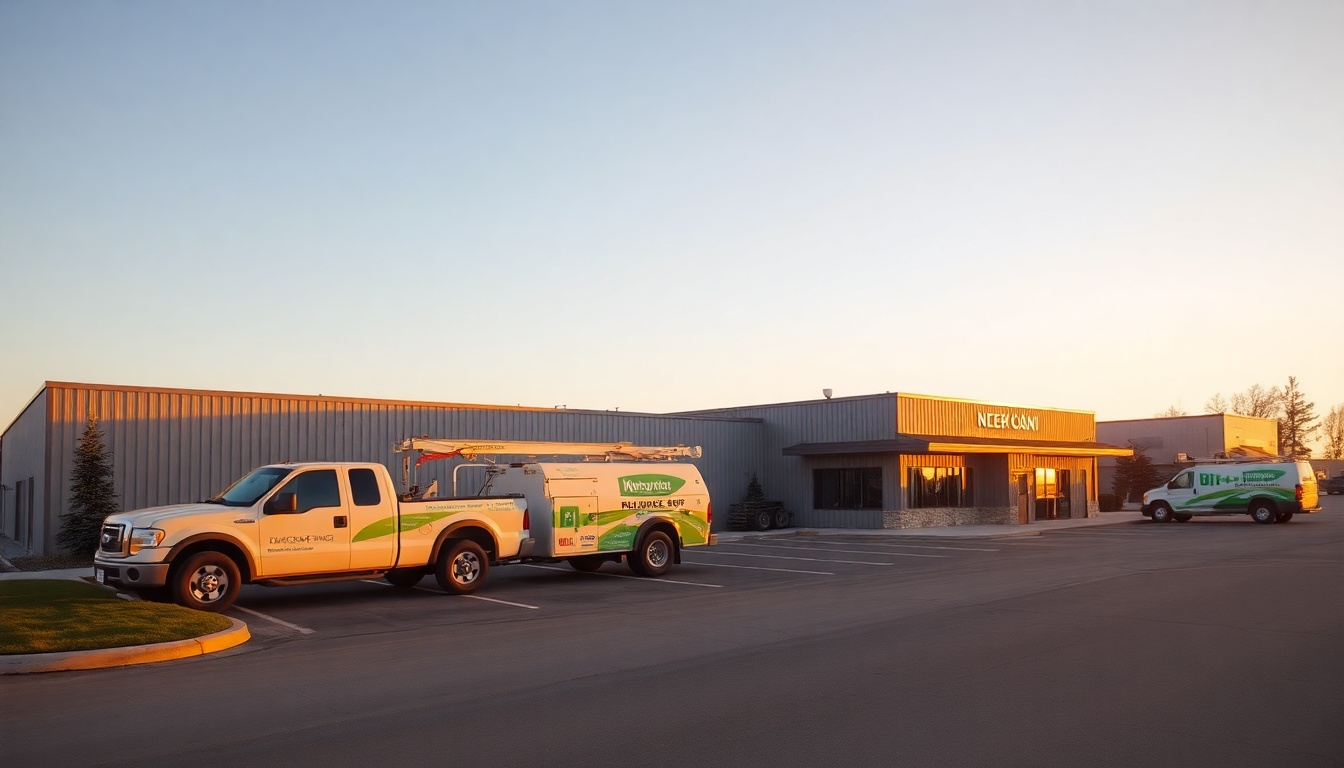 Landscaping service operation in North Dakota at golden hour
