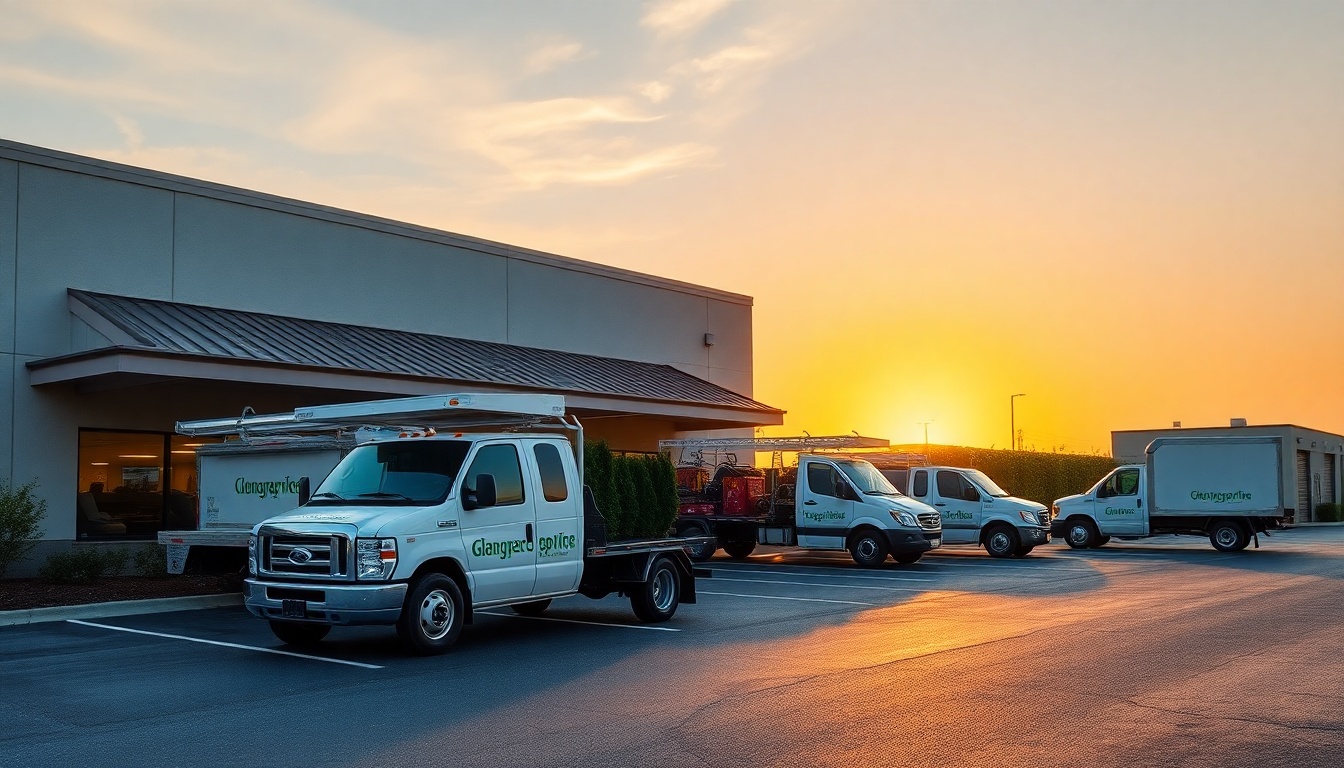 Landscaping service operation in South Carolina at golden hour