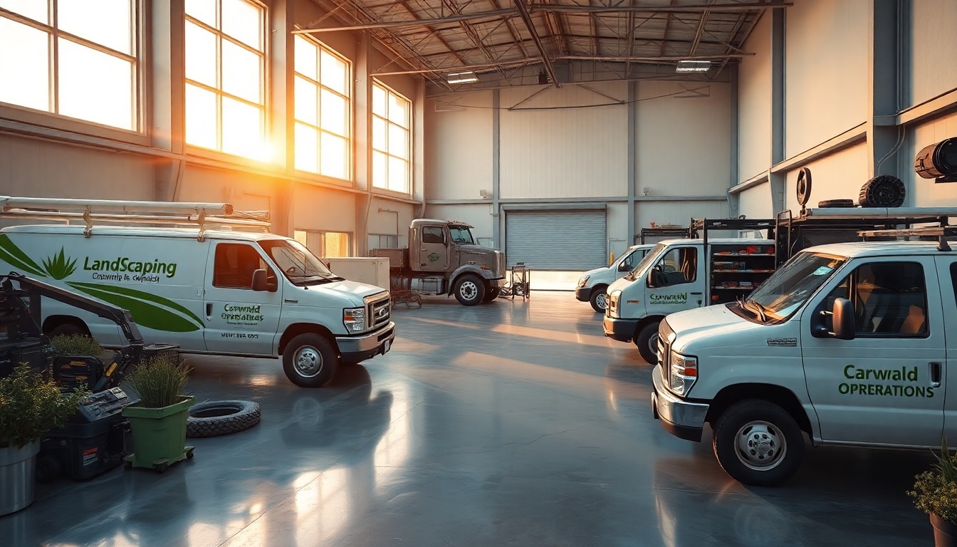 Landscaping service workspace in South Dakota at golden hour