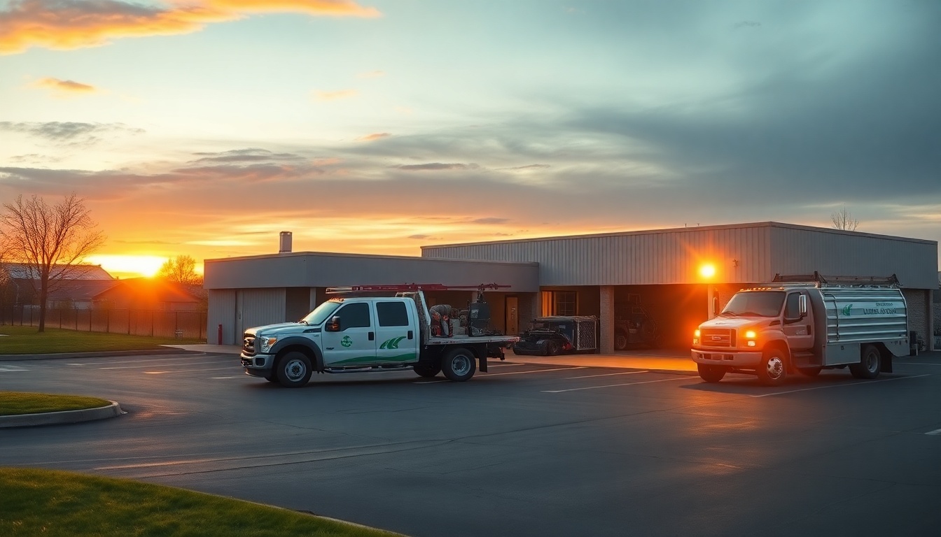 Landscaping service operation in South Dakota at golden hour