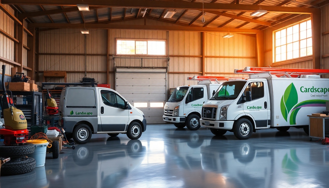Landscaping service workspace in Vermont at golden hour