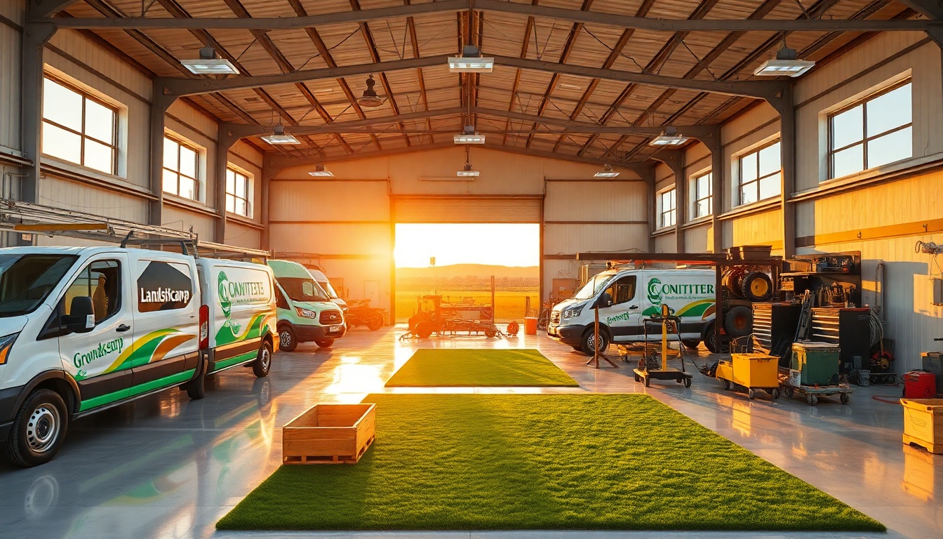 Landscaping service workspace in Wyoming at golden hour