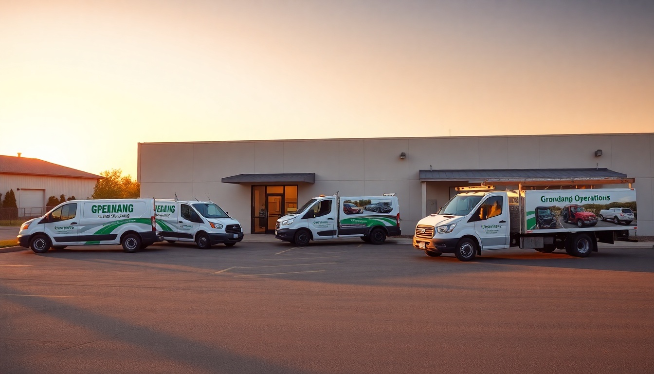 Landscaping service operation in Wyoming at golden hour