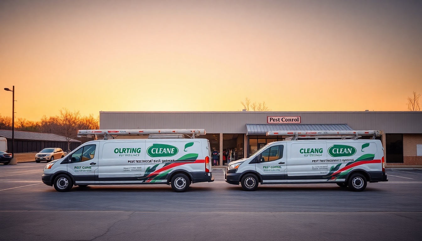 Pest Control service operation in Arkansas at golden hour