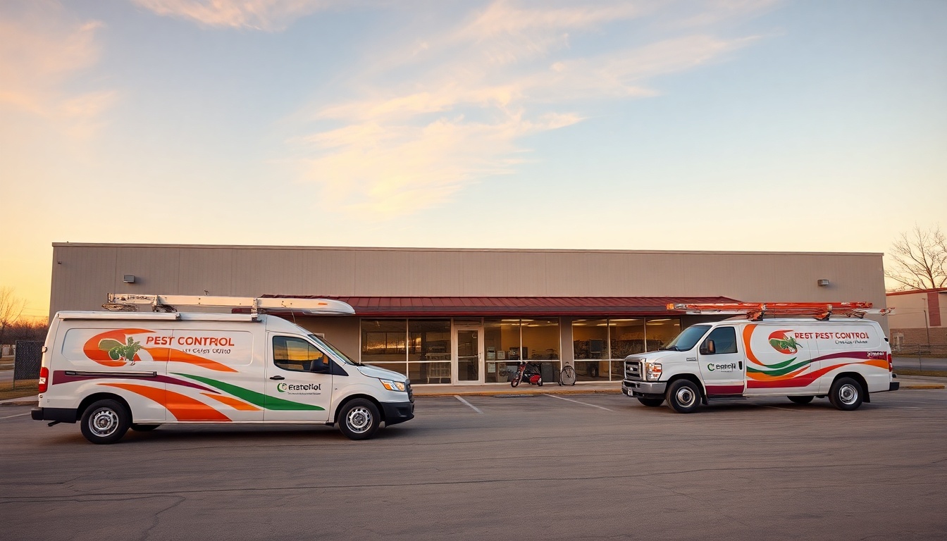 Pest Control service operation in Kansas at golden hour