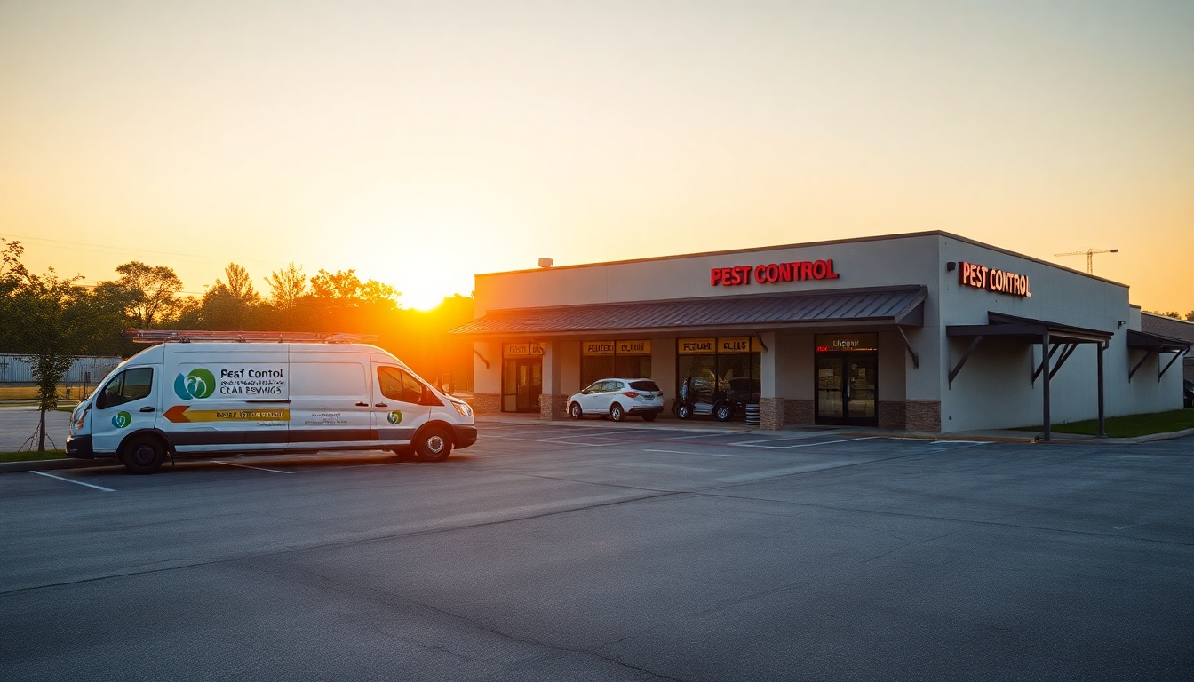 Pest Control service operation in Mississippi at golden hour