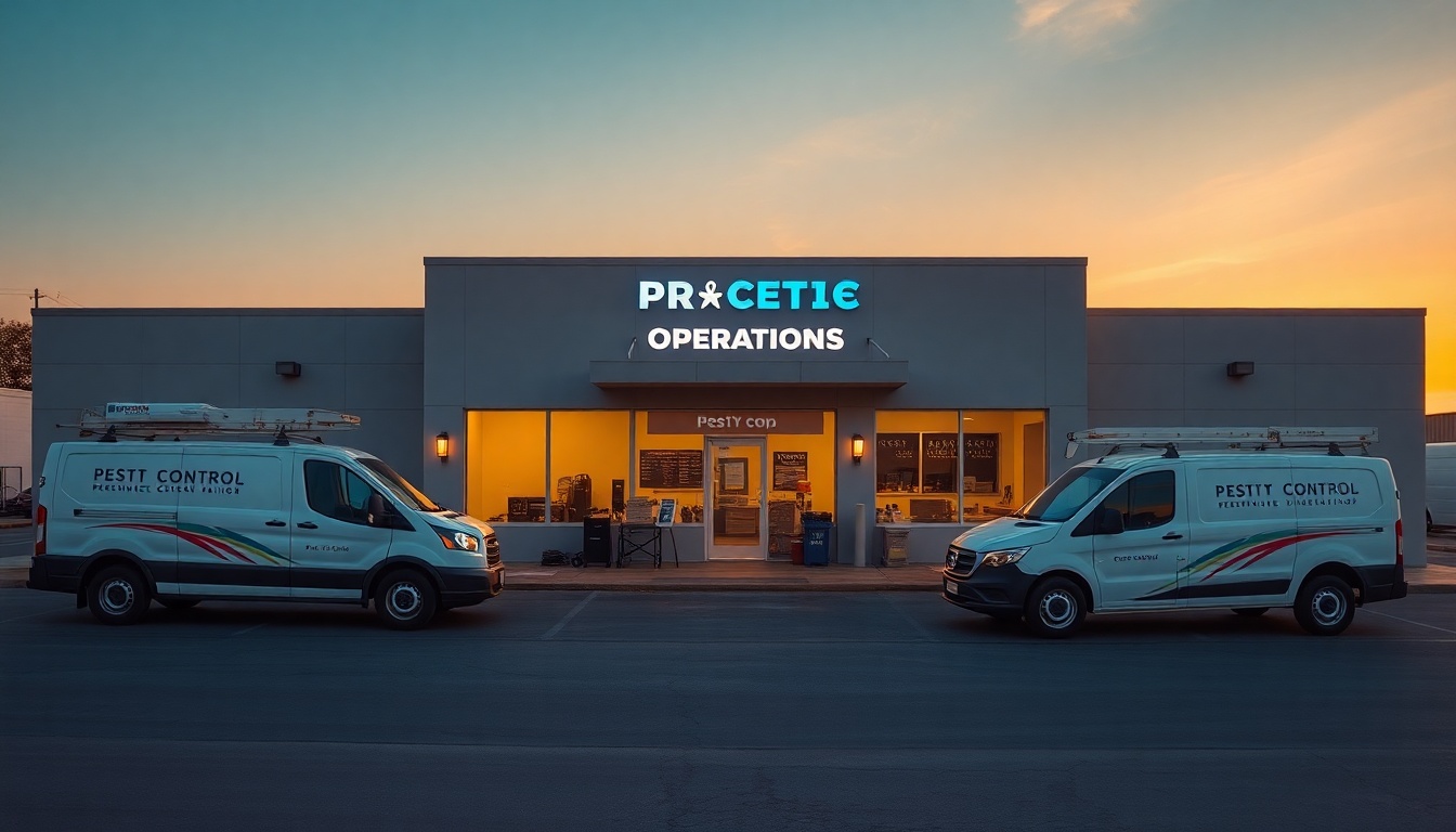 Pest Control service operation in Oklahoma at golden hour