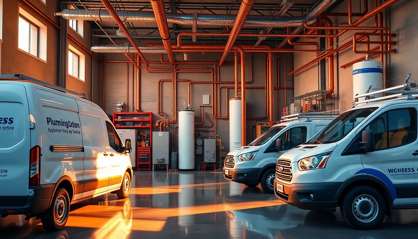 Plumbing service workspace in Connecticut at golden hour