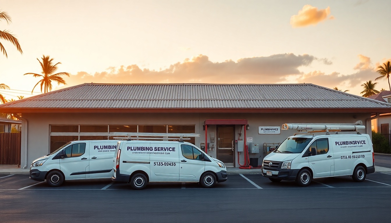 Plumbing service operation in Hawaii at golden hour