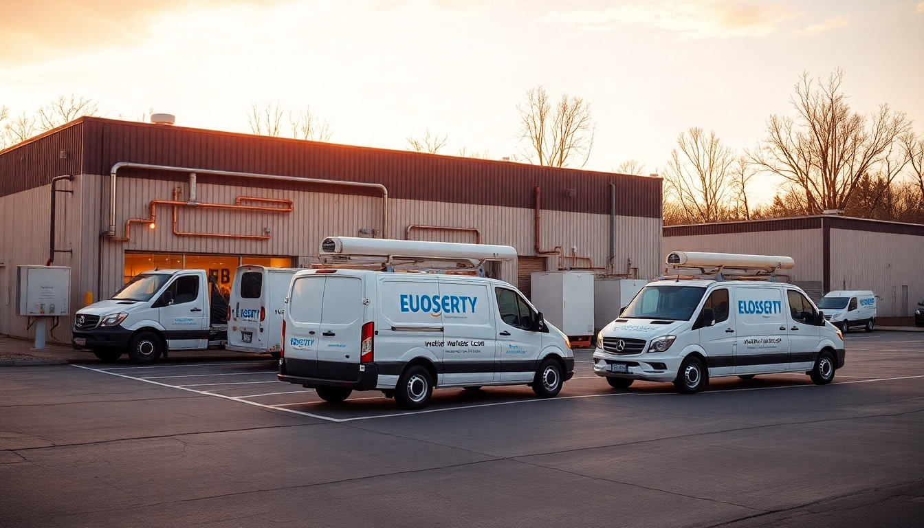 Plumbing service operation in Indiana at golden hour