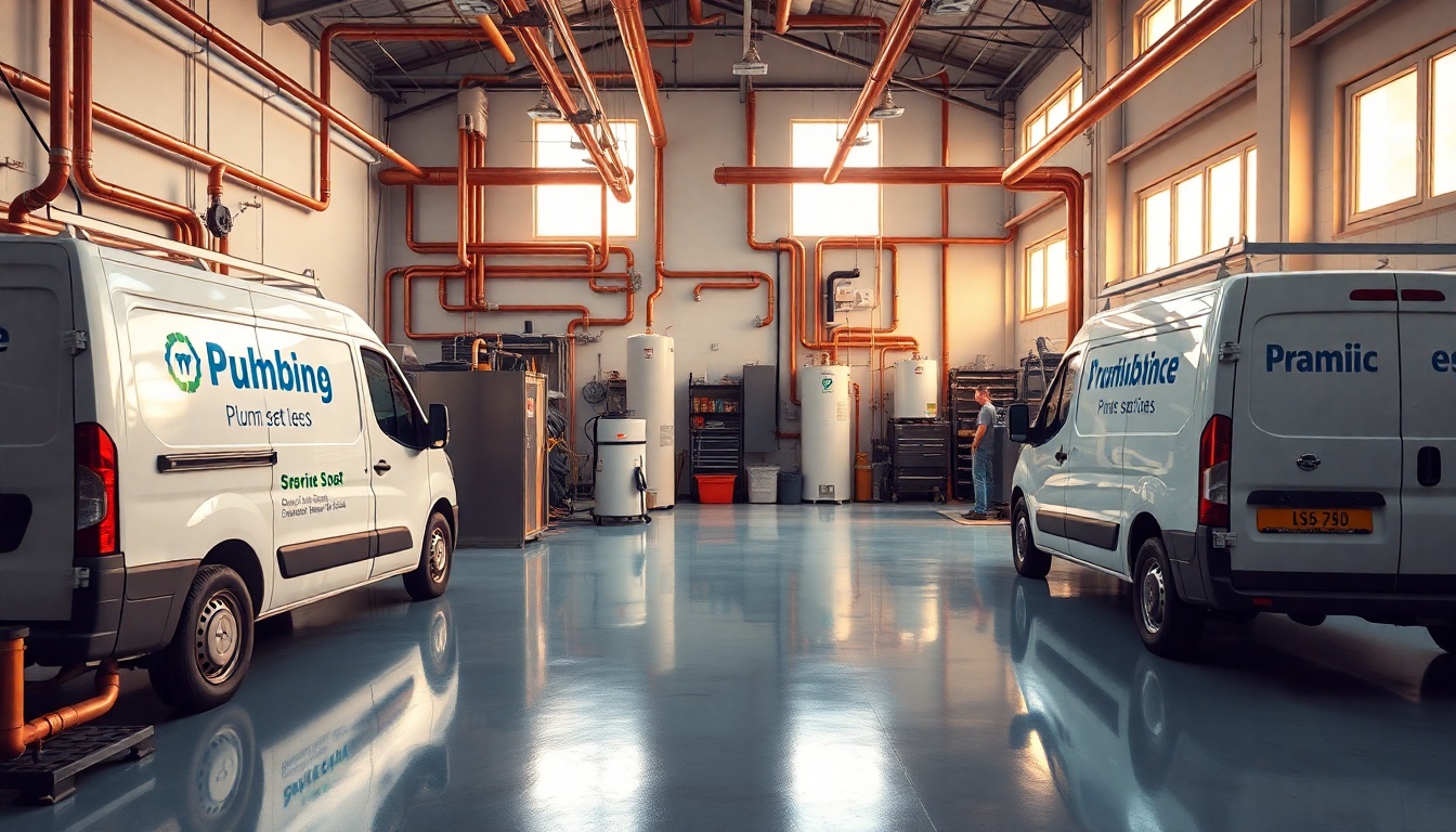 Plumbing service workspace in Iowa at golden hour