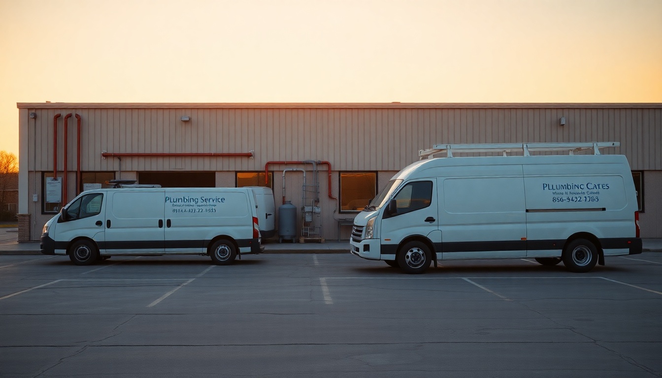 Plumbing service operation in Kansas at golden hour