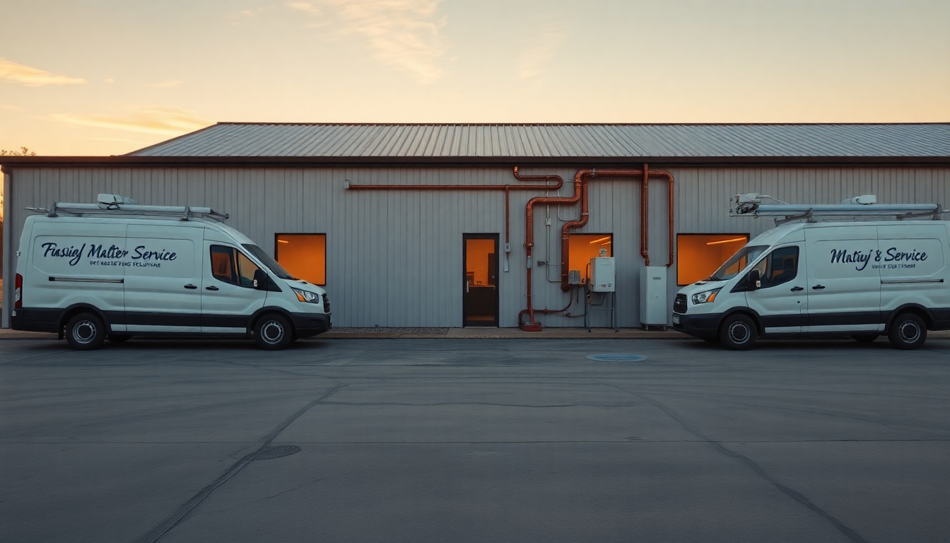 Plumbing service operation in Louisiana at golden hour