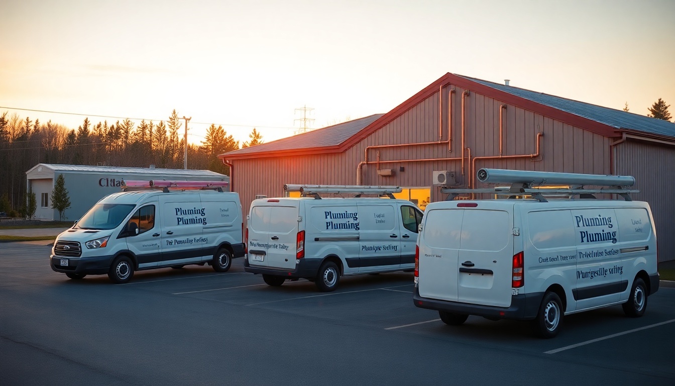 Plumbing service operation in Maine at golden hour